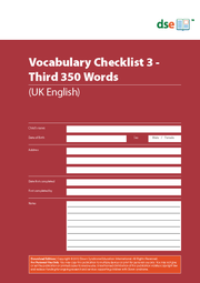 Vocabulary Checklist 3 - Third 350 Words - PDF Edition